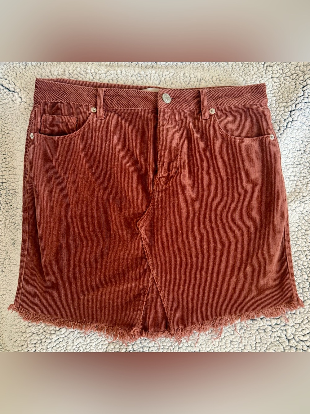 Love Tree - Corduroy Skirt in Rust Red